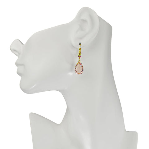 Kirks Folly Leverback Teardrop Goldtone Pink Earrings