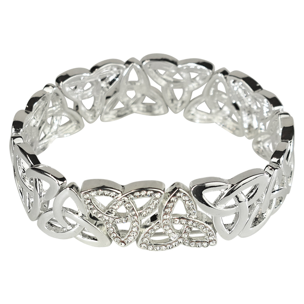 Kirks Folly Silvertone Celtic Knot Crystal Stretch Bracelet