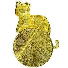Load image into Gallery viewer, Kirks Folly Sugar Skull Kitty Seaview Water Moon Pin Pendant Goldtone/Fushia
