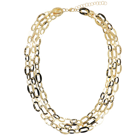 Bellissimo Bronzo Italian Multi-Strand Hammered Oval Necklace