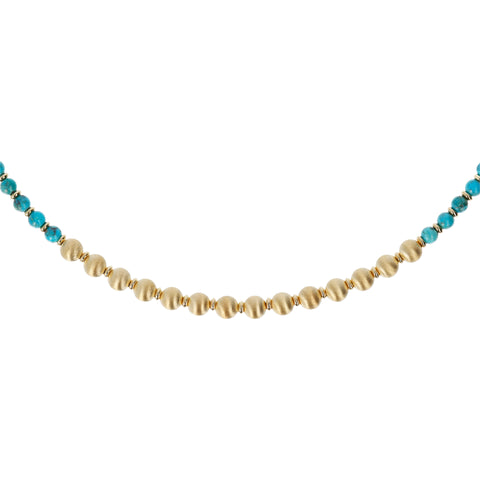 Zoomed deatailing of Bellissimo Bronzo Italian 18" Turquoise Beaded Necklace