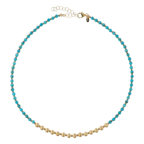 Bellissimo Bronzo Italian 18" Turquoise Beaded Necklace