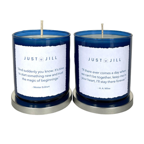 Just Jill Scented Candles Blue Signature "Home" Fragrance Limited Edition Quotes