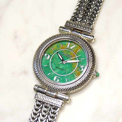 Ecclissi "The Jill" Sterling Silver Green Turquoise Watch on a table