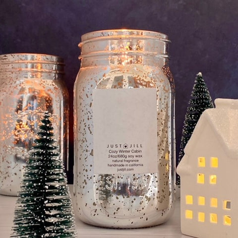 Just Jill "Cozy Winter Cabin" Mason Jar Candle 24 oz