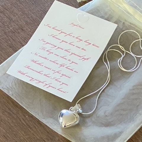 Sterling Silver "Jingle Heart" Necklace and an inspirational poem