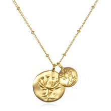 Load image into Gallery viewer, Gold Lotus Necklace - Two Blooms - Satya Online
