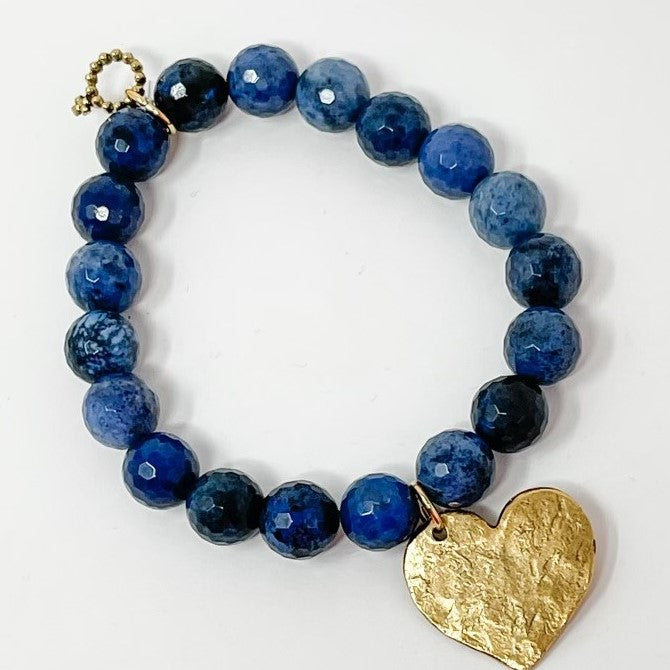 PowerBeads by jen Petites Sodalite Bracelet with Goldtone Heart