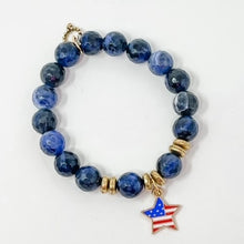 Load image into Gallery viewer, PowerBeads by jen Petites Sodalite Bracelet with Patriotic Star
